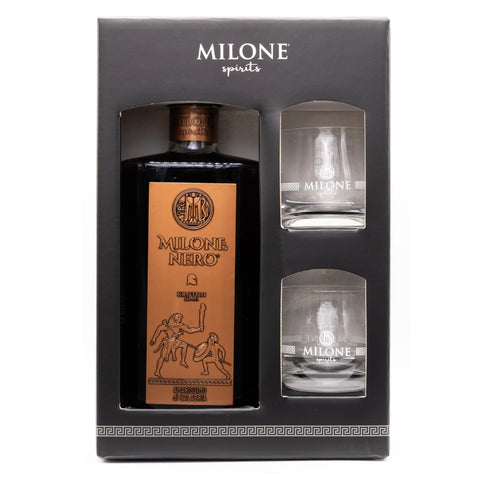 Gift Box Milone Nero con 2 bicchieri