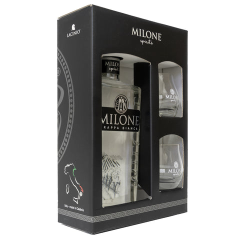 Gift box Grappa Bianca Milone con due bicchieri